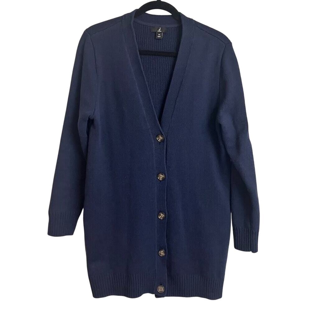 Jason Wu Cardigan Sweater Longline Chunky Knit Navy Sweater Jacket Size M